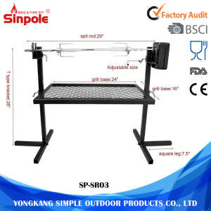 Heavy Duty Adjustable Outdoor Camping Rotisserie Grill with Hexagon Spit Rod