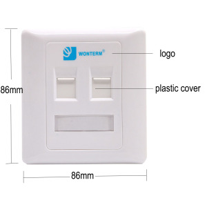 White Ethernet 2 Port Keystone Faceplate CAT6 Wall Plate with PC / ABS Housing