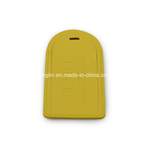 Top Quality Simple Design Yellow Leather Luggage Tag