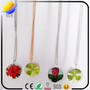 Colorful Resin Stone with Diamond Necklace